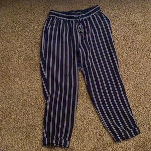 Navy blue and white stripe pants